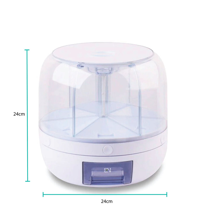 6 Grid Rotating Food Grain Dispenser 3.6L - Compartment Storage Container Payday Deals