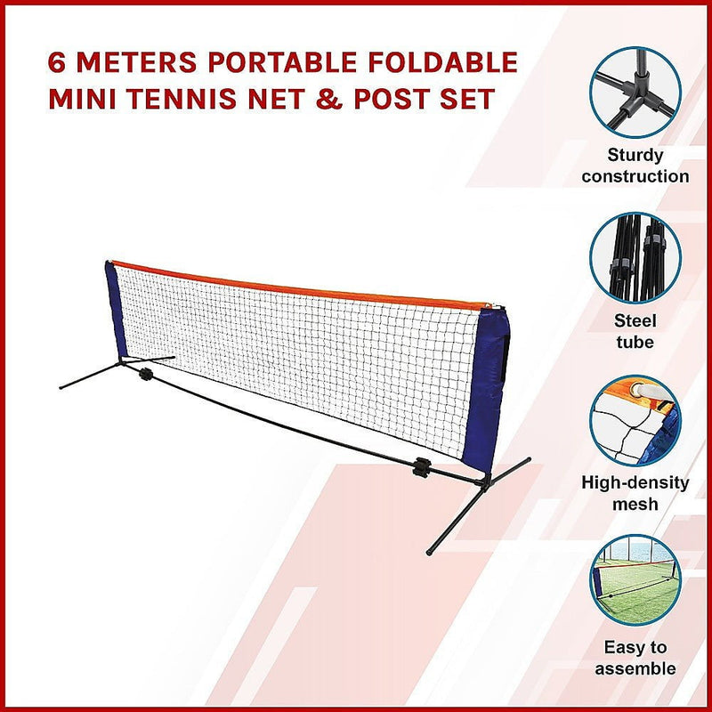 6 Meters Portable Foldable Mini Tennis Net & Post Set Payday Deals