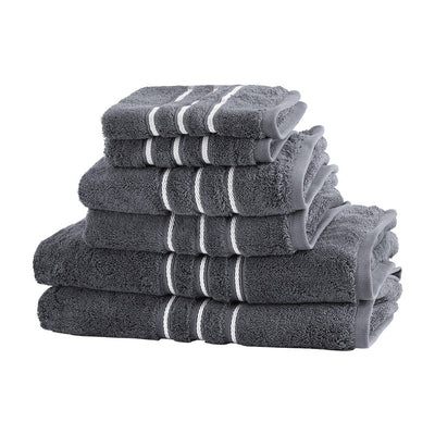 6 Pack Bath Towels Set Cotton Towel Grey Payday Deals