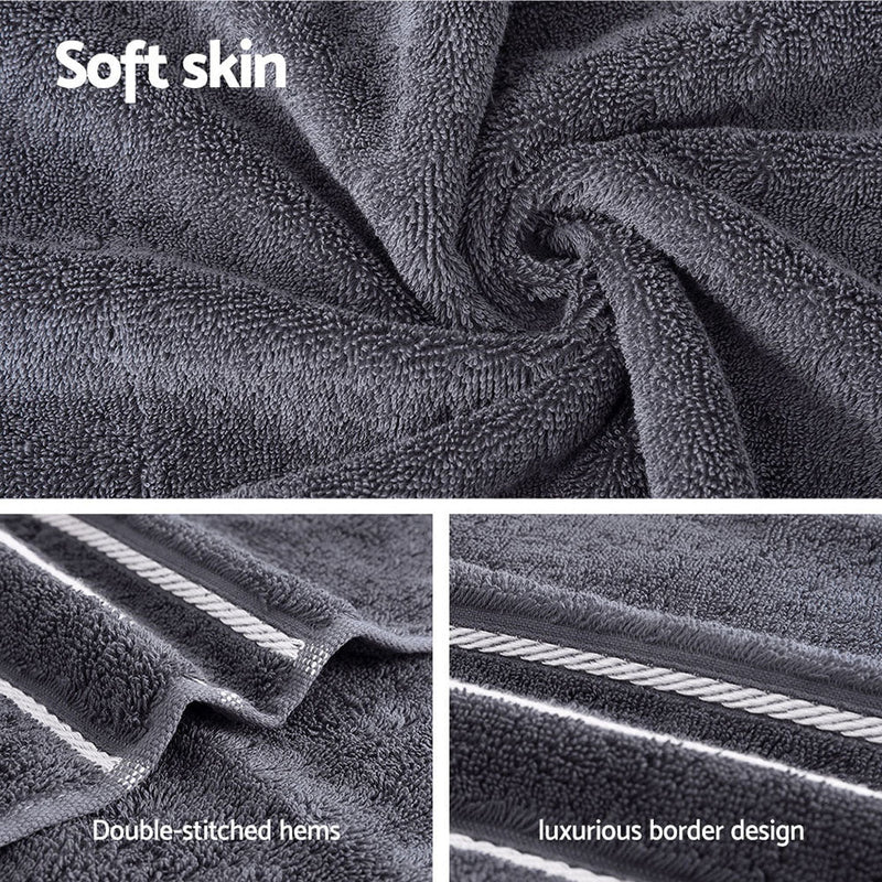 6 Pack Bath Towels Set Cotton Towel Grey Payday Deals