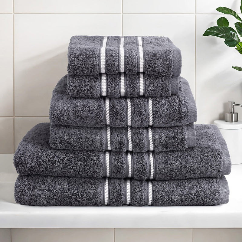 6 Pack Bath Towels Set Cotton Towel Grey Payday Deals