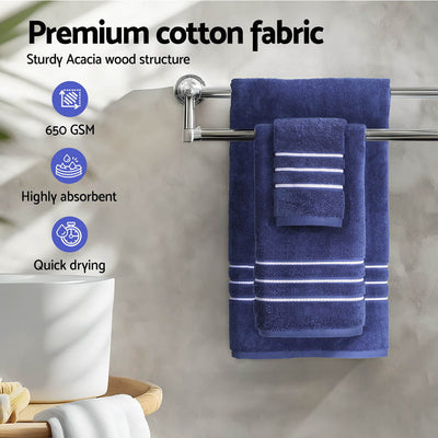 6 Pack Bath Towels Set Cotton Towel Navy Payday Deals