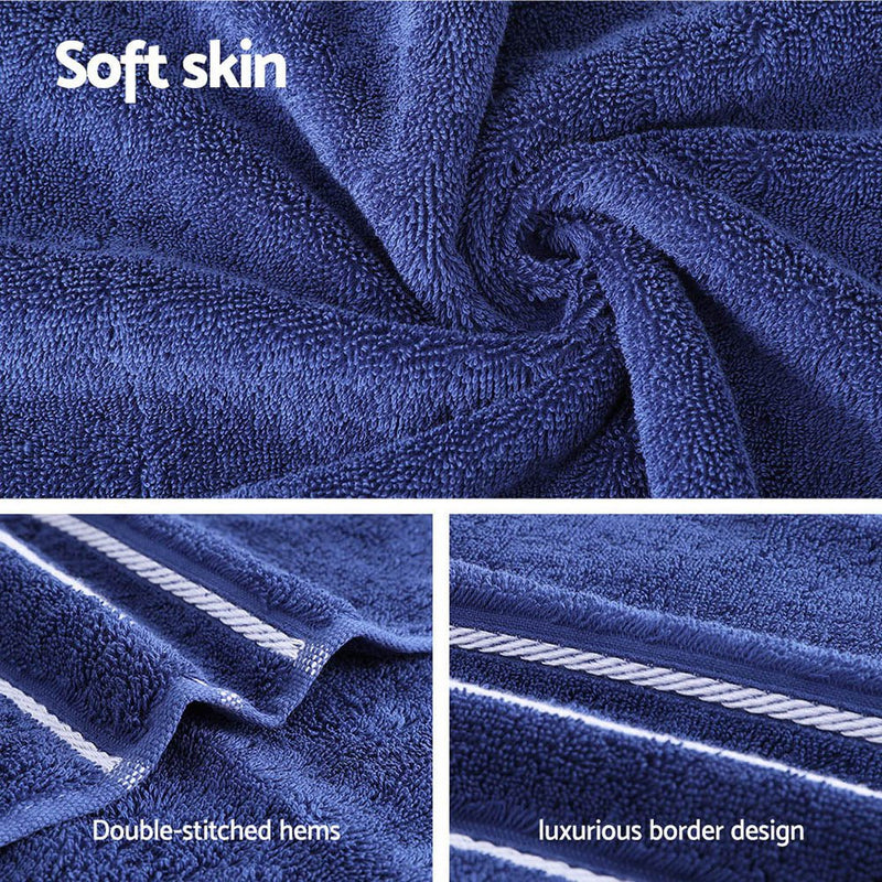 6 Pack Bath Towels Set Cotton Towel Navy Payday Deals