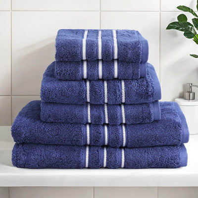 6 Pack Bath Towels Set Cotton Towel Navy Payday Deals