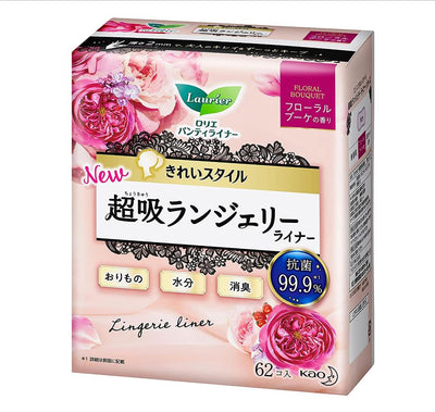 [6-PACK] Kao Japan Laurier Super Absorbent Pads 62pcs Antibacterial Deodorant Dry( 3 Types Available ) Floral  Fragrance