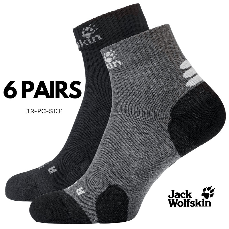 6 Pairs Jack Wolfskin Cotton Socks Travel Organic Mid Cut Hiking Trekking Ankle Payday Deals