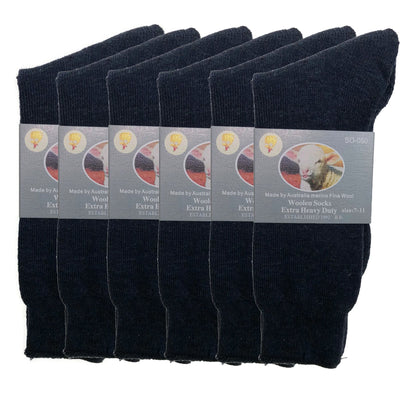 6 Pairs Merino Wool Blend Woolen Work Socks Hiking Heavy Duty Warm Thermal Bulk