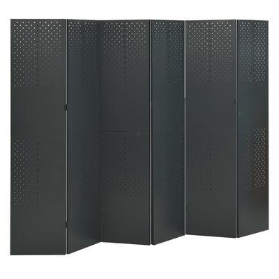 6-Panel Room Divider Anthracite 240x180 cm Steel Payday Deals