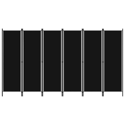 6-Panel Room Divider Black 300x180 cm Payday Deals