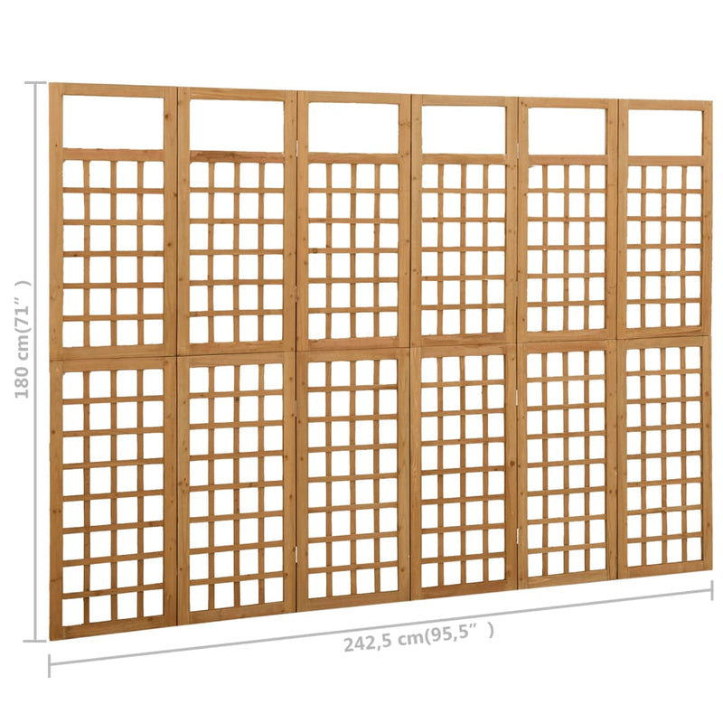6-Panel Room Divider/Trellis Solid Fir Wood 242.5x180 cm Payday Deals