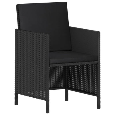 6 Piece Garden Dining Set with Cushions Black Poly Rattan Payday Deals