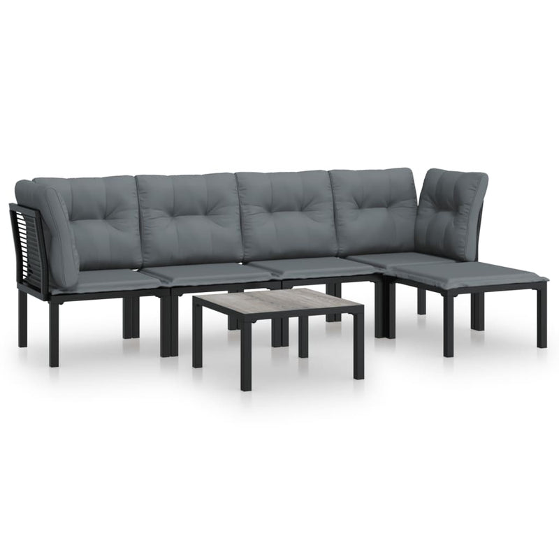 6 Piece Garden Lounge Set Black and Grey Poly Rattan Payday Deals
