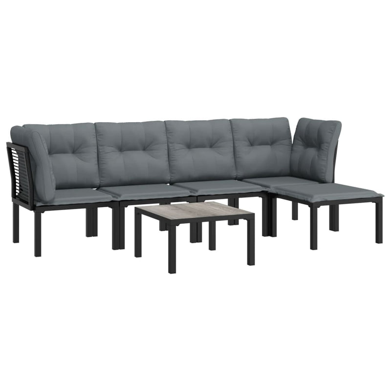 6 Piece Garden Lounge Set Black and Grey Poly Rattan Payday Deals