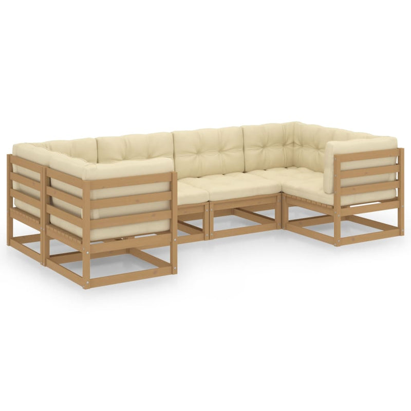 6 Piece Garden Lounge Set&Cushions Honey Brown Solid Pinewood Payday Deals
