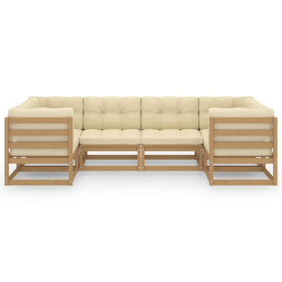 6 Piece Garden Lounge Set&Cushions Honey Brown Solid Pinewood Payday Deals