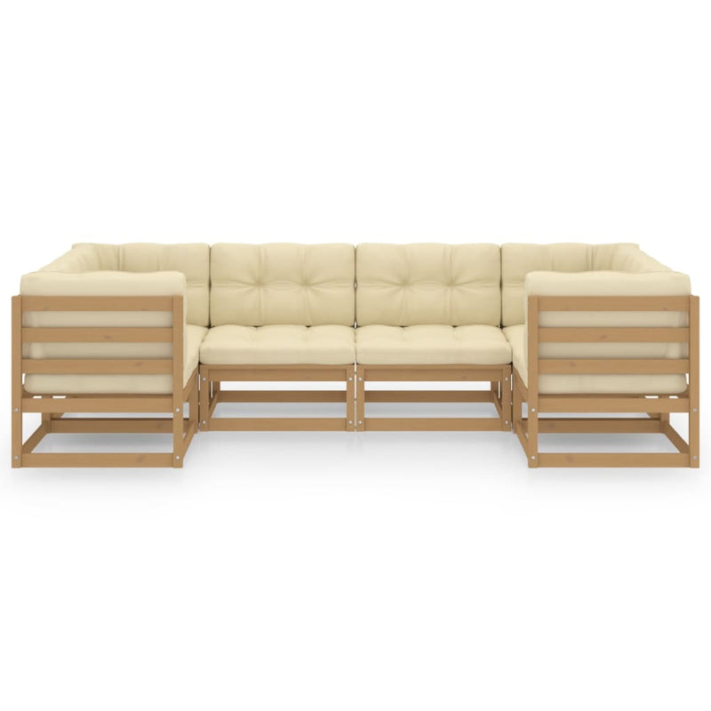 6 Piece Garden Lounge Set&Cushions Honey Brown Solid Pinewood Payday Deals