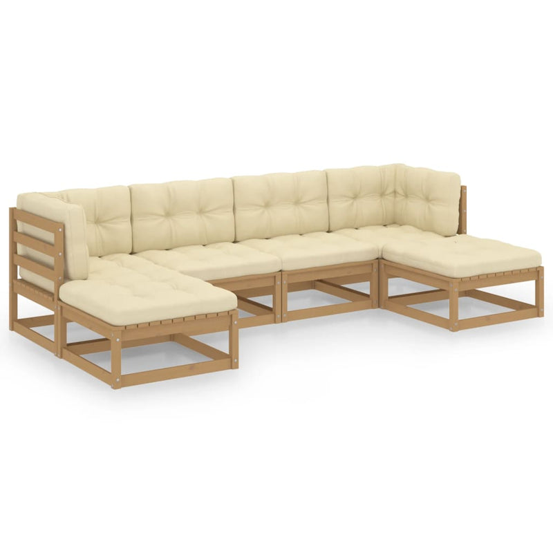 6 Piece Garden Lounge Set&Cushions Honey Brown Solid Pinewood Payday Deals