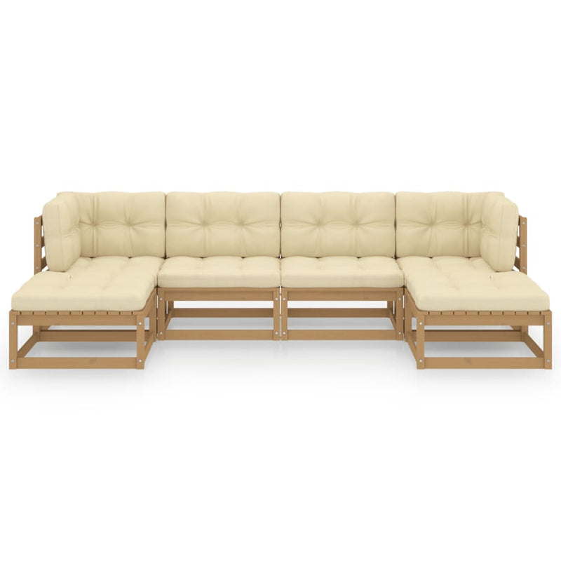 6 Piece Garden Lounge Set&Cushions Honey Brown Solid Pinewood Payday Deals