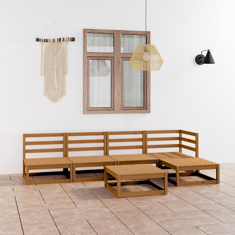 6 Piece Garden Lounge Set Honey Brown Solid Pinewood Payday Deals