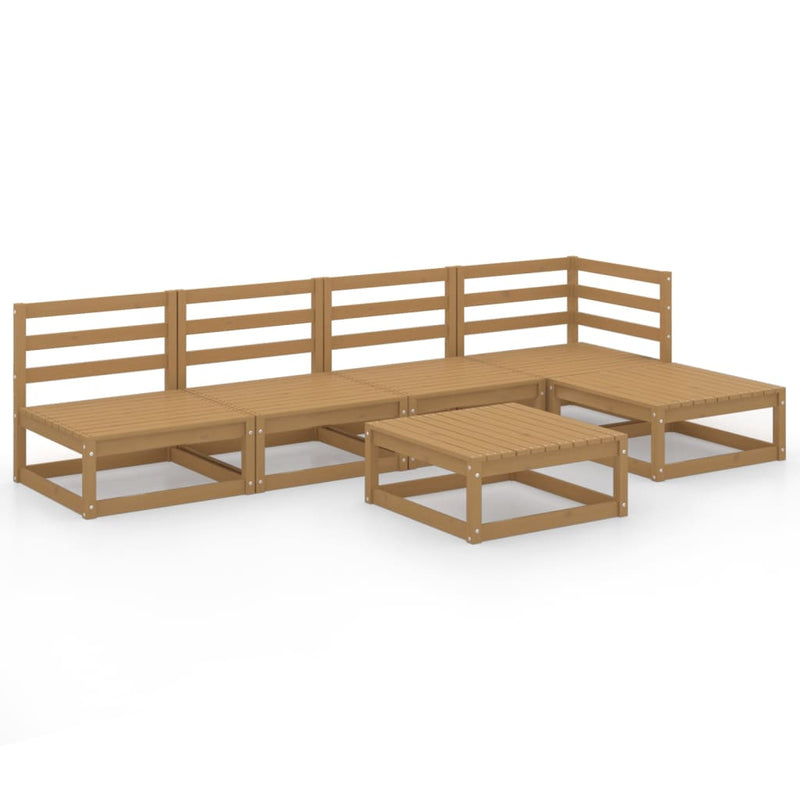 6 Piece Garden Lounge Set Honey Brown Solid Pinewood Payday Deals
