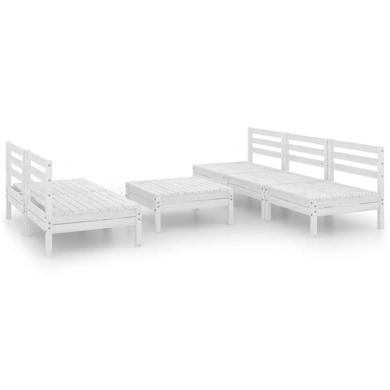 6 Piece Garden Lounge Set White Solid Pinewood Payday Deals