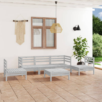 6 Piece Garden Lounge Set White Solid Pinewood Payday Deals