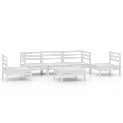 6 Piece Garden Lounge Set White Solid Pinewood Payday Deals