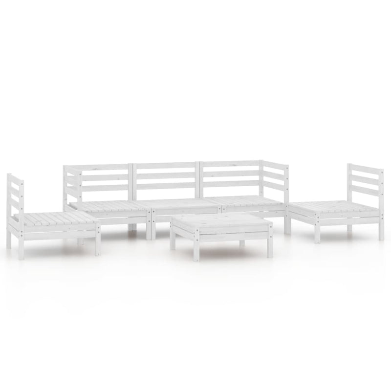 6 Piece Garden Lounge Set White Solid Pinewood Payday Deals