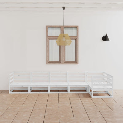 6 Piece Garden Lounge Set White Solid Pinewood Payday Deals