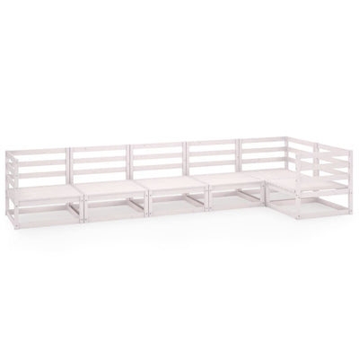 6 Piece Garden Lounge Set White Solid Pinewood Payday Deals