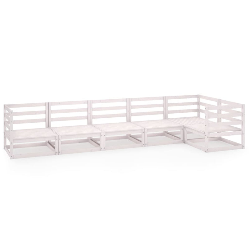 6 Piece Garden Lounge Set White Solid Pinewood Payday Deals