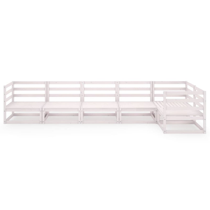 6 Piece Garden Lounge Set White Solid Pinewood Payday Deals