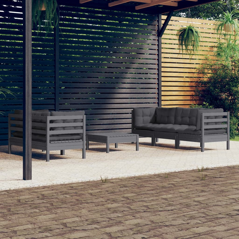 6 Piece Garden Lounge Set with Anthracite Cushions Pinewood Payday Deals