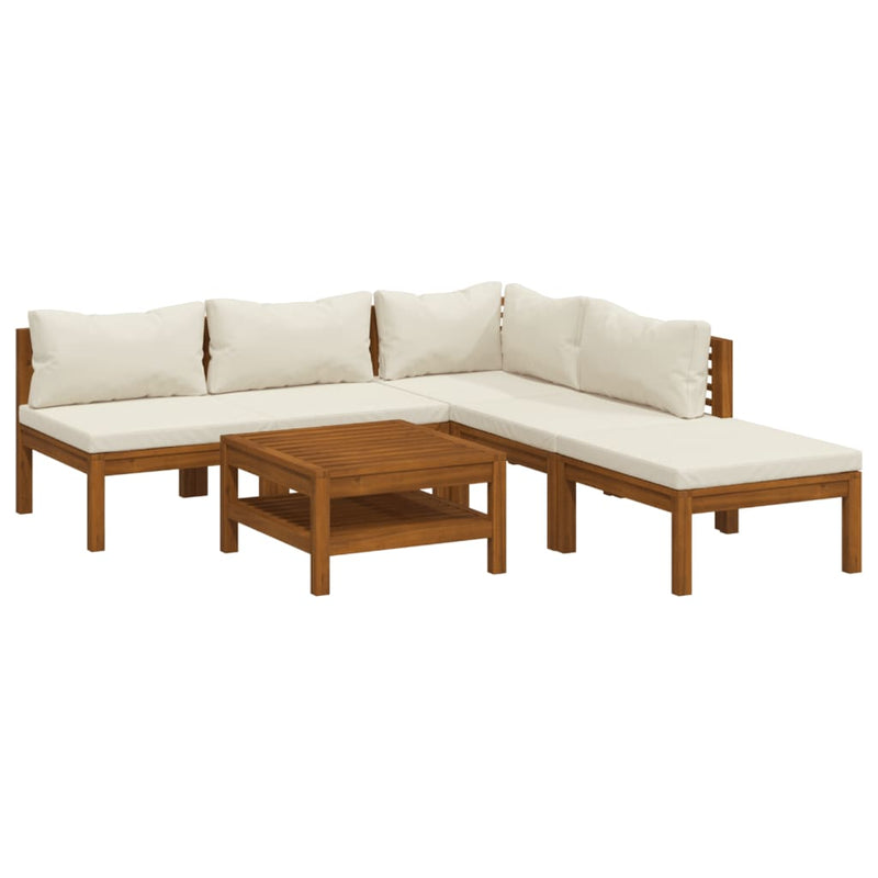 6 Piece Garden Lounge Set with Cream Cushion Solid Acacia Wood Payday Deals