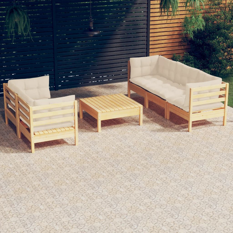 6 Piece Garden Lounge Set with Cream Cushions Pinewood Payday Deals