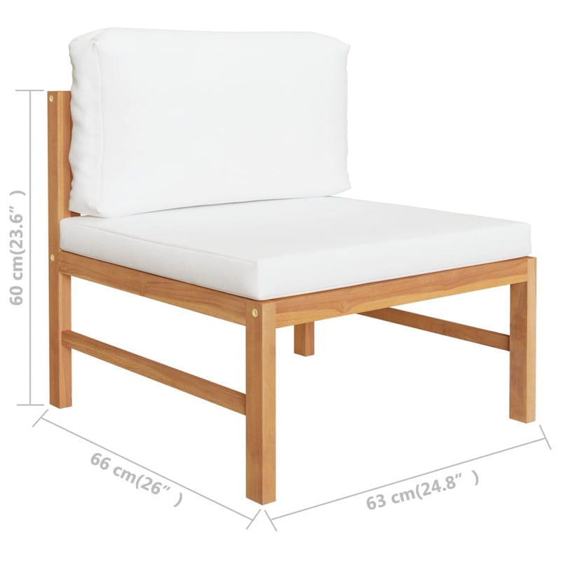 6 Piece Garden Lounge Set with Cream Cushions Solid Teak Wood Payday Deals