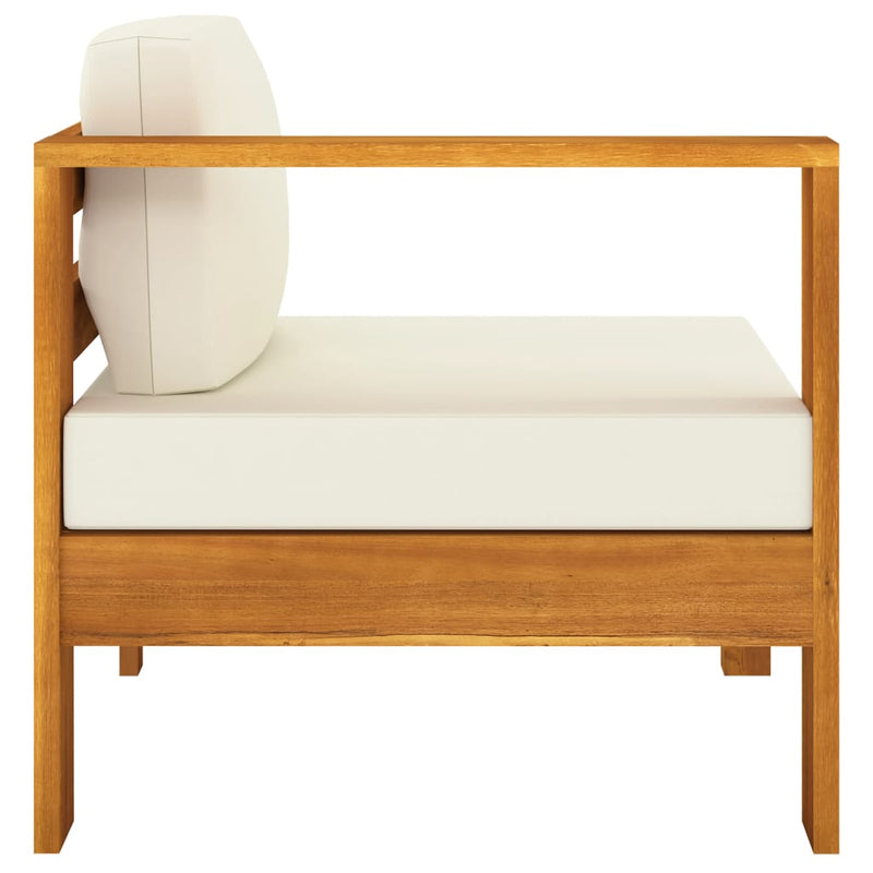 6 Piece Garden Lounge Set with Cream White Cushions Acacia Wood Payday Deals
