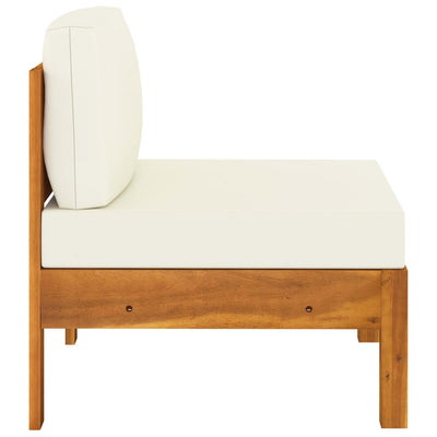 6 Piece Garden Lounge Set with Cream White Cushions Acacia Wood Payday Deals