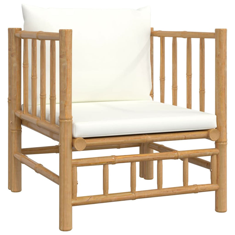 6 Piece Garden Lounge Set with Cream White Cushions  Bamboo Payday Deals