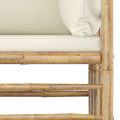 6 Piece Garden Lounge Set with Cream White Cushions Bamboo Payday Deals