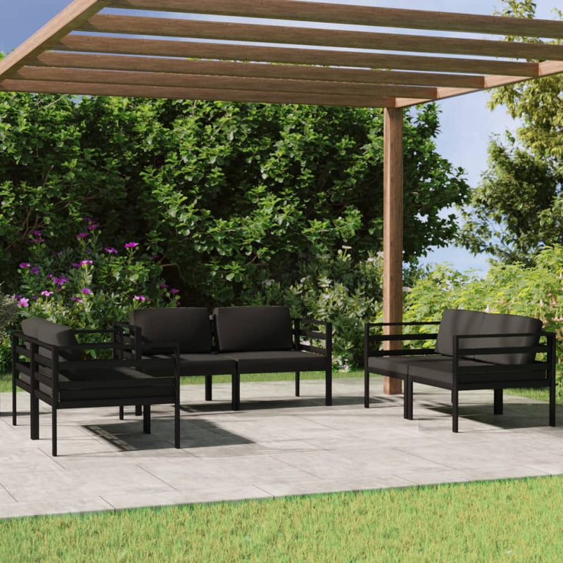 6 Piece Garden Lounge Set with Cushions Aluminium Anthracite Payday Deals