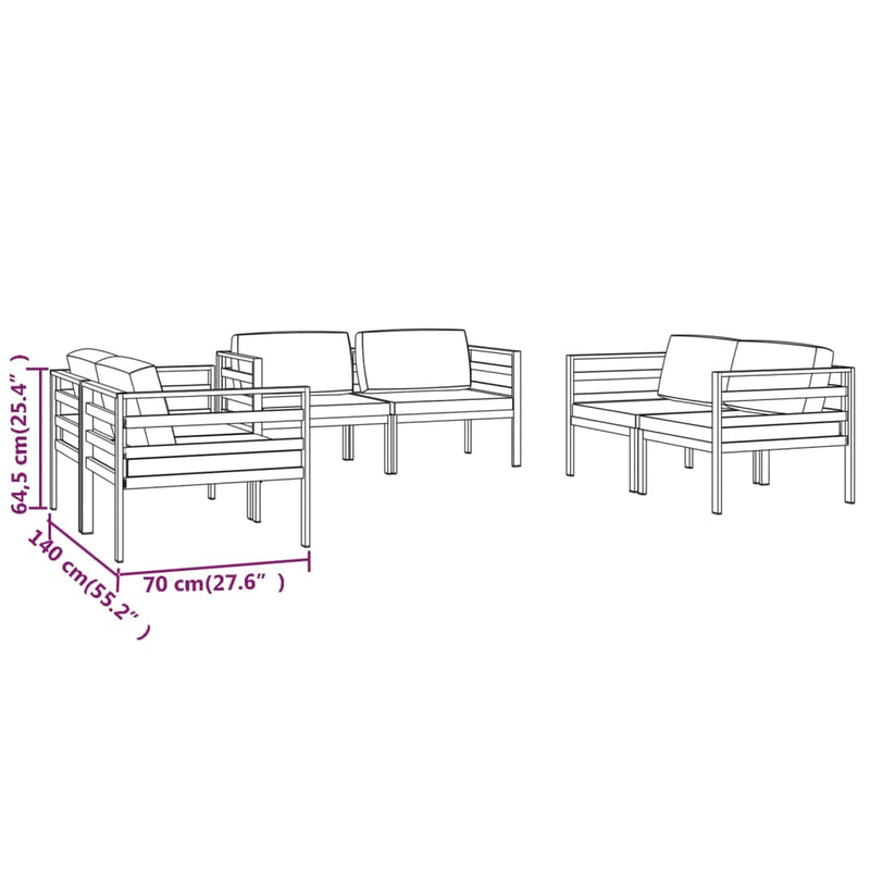 6 Piece Garden Lounge Set with Cushions Aluminium Anthracite Payday Deals