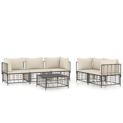 6 Piece Garden Lounge Set with Cushions Anthracite Poly Rattan Payday Deals