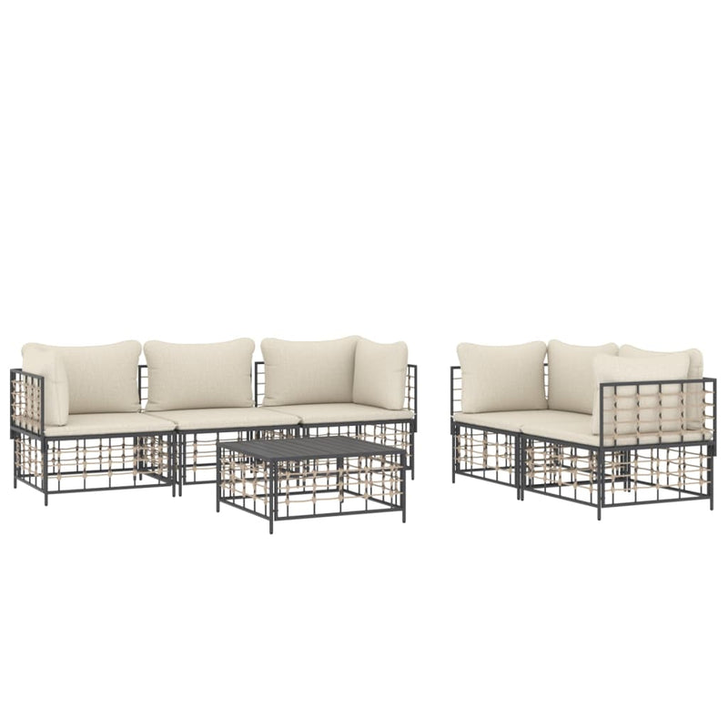 6 Piece Garden Lounge Set with Cushions Anthracite Poly Rattan Payday Deals
