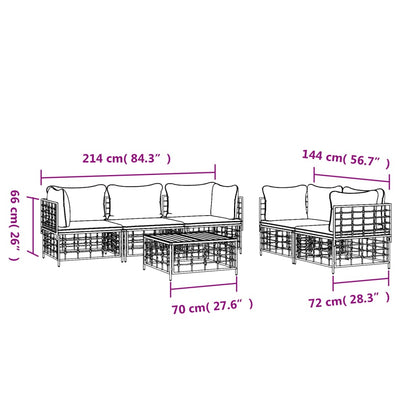 6 Piece Garden Lounge Set with Cushions Anthracite Poly Rattan Payday Deals