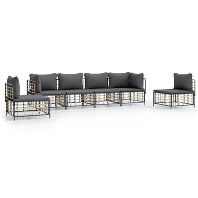 6 Piece Garden Lounge Set with Cushions Anthracite Poly Rattan Payday Deals