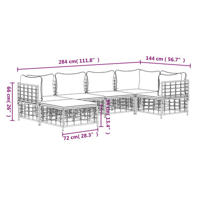 6 Piece Garden Lounge Set with Cushions Anthracite Poly Rattan Payday Deals
