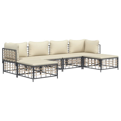 6 Piece Garden Lounge Set with Cushions Anthracite Poly Rattan Payday Deals