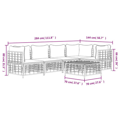 6 Piece Garden Lounge Set with Cushions Anthracite Poly Rattan Payday Deals