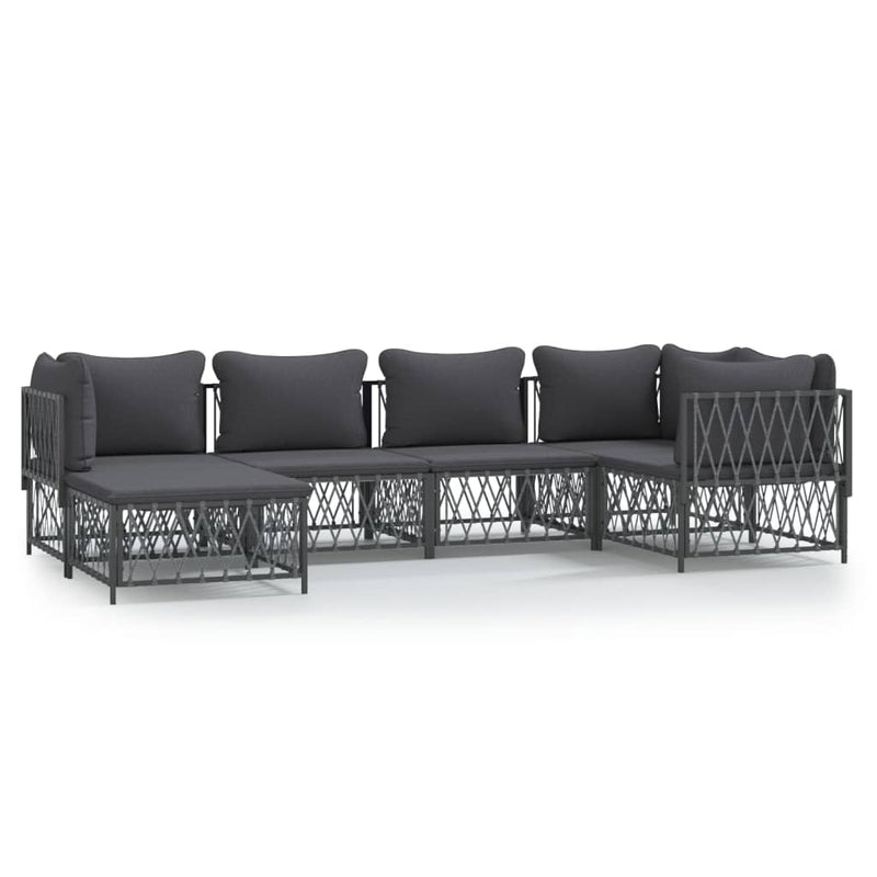 6 Piece Garden Lounge Set with Cushions Anthracite Steel Payday Deals